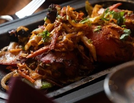 Himalayan Kitchen sizzling tandoori plate, detail